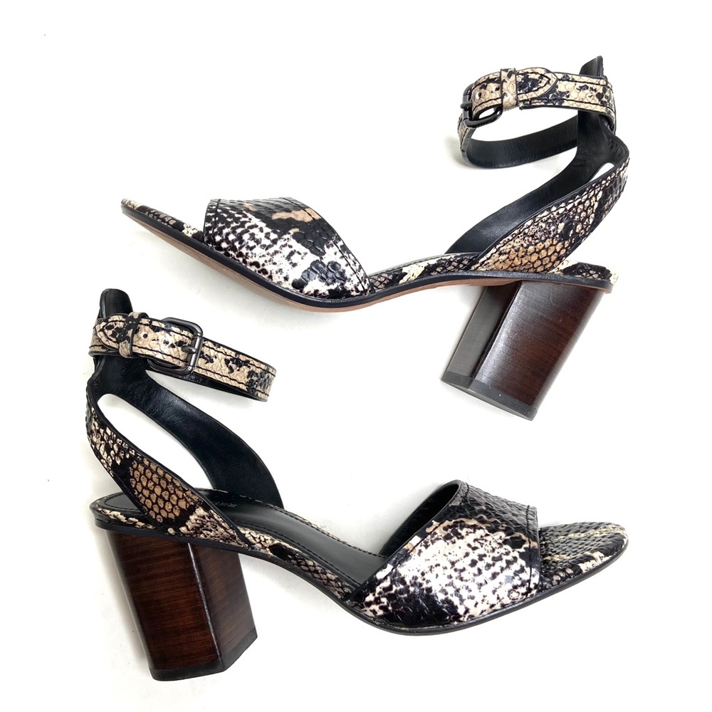 COACH “Pipher” Leather Ankle Strap Block Heel Sandal